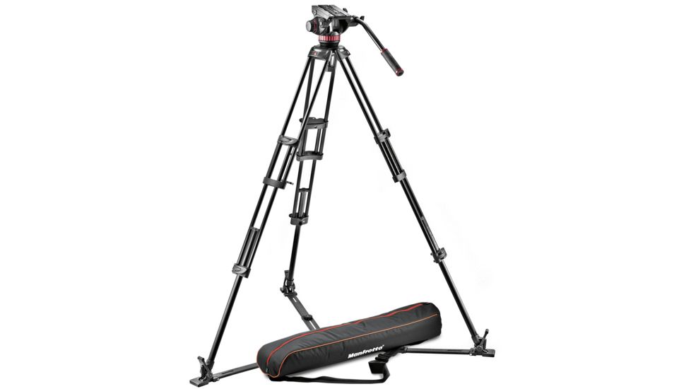 Manfrotto Professional Fluid Video System/Aluminum /Ground Spreader MVH502A w/546GB Tripod MVH502A,546GB-1