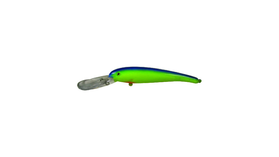 Manns Smooth Body Stretch 25+, Floating/Diving Trolling Lure 8in, 2oz, Chartreuse/Blue, SDRB604-2