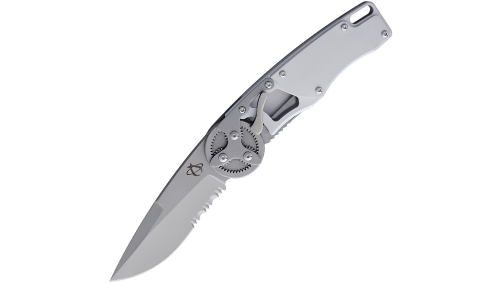 Mantis Gearhead Linerlock Bead DP Folding Knife, 3.38in Bead Blast Finish Partially Serrated Drop Point, Bead Blast Finish Handle, GH2019DPS