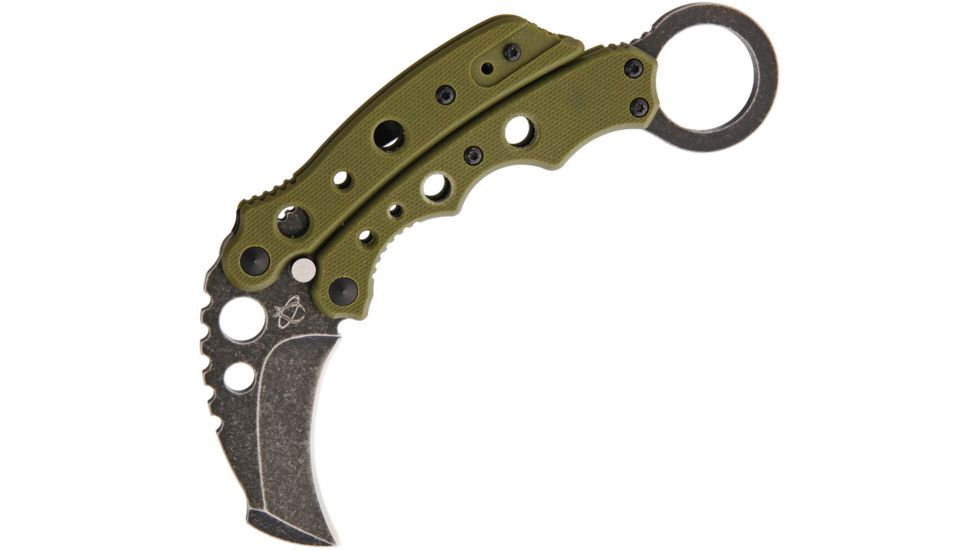 Mantis Vuja De Karambit Green Folding Knife,2in,OD Green,Skeletonized G10 Handle MANMK4GSW