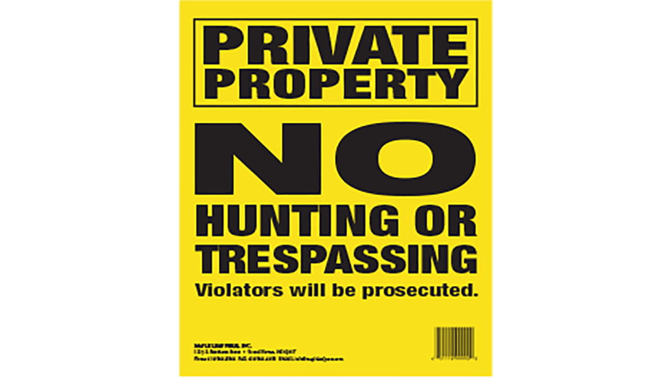 Maple Leaf Press No Trespassing Sign 10 x 12 in, Vertical, 25 Pk, Yellow, NTP-4-25