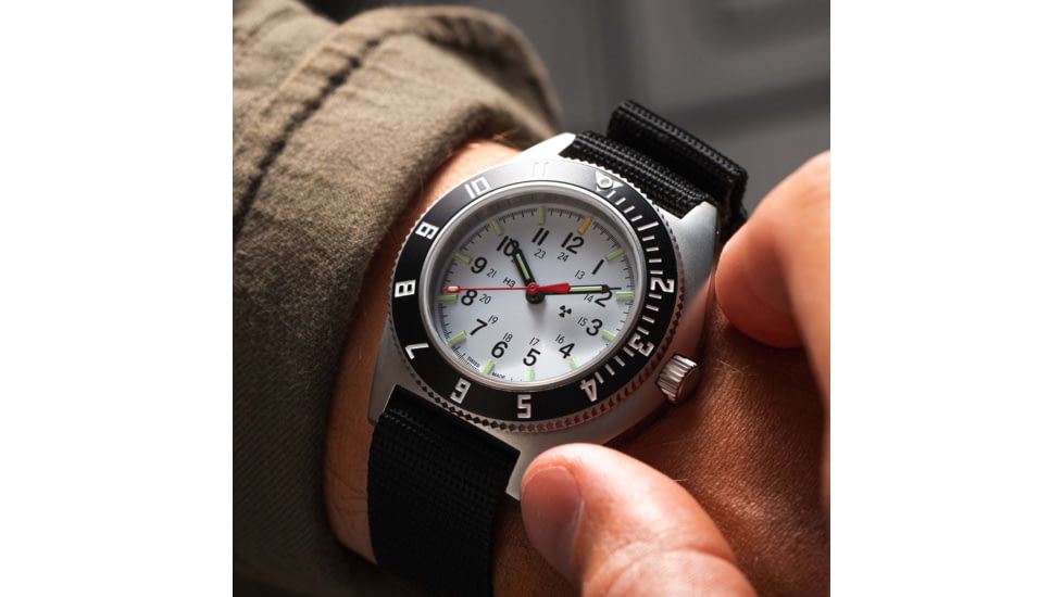 Marathon Arctic Steel Navigator Automatic Unisex Watches, 41mm, Sapphire, Ballistic Nylon Strap, Black, WW194029SS-0501