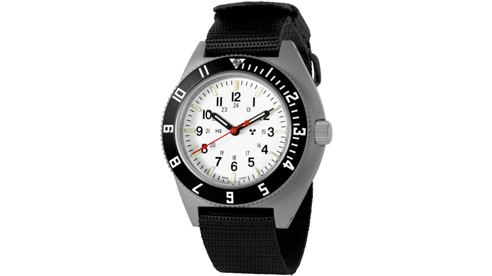 Marathon Arctic Steel Navigator Ssnav On Ballistic Nylon, 11in, White, 41mm, WW104001SS-0501