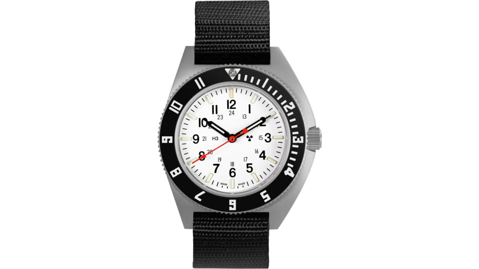 Marathon Arctic Steel Navigator Ssnav On Ballistic Nylon, 11in, White, 41mm, WW104001SS-0501