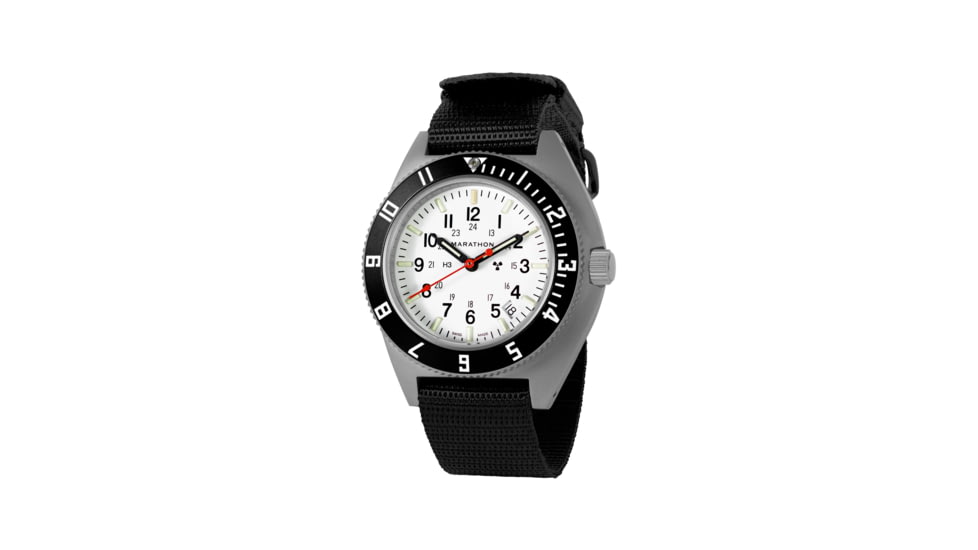 Marathon Arctic Steel Navigator W/ Date On Ballistic Nylon Watch, 11in, White, 41mm, WW194013SS-0501