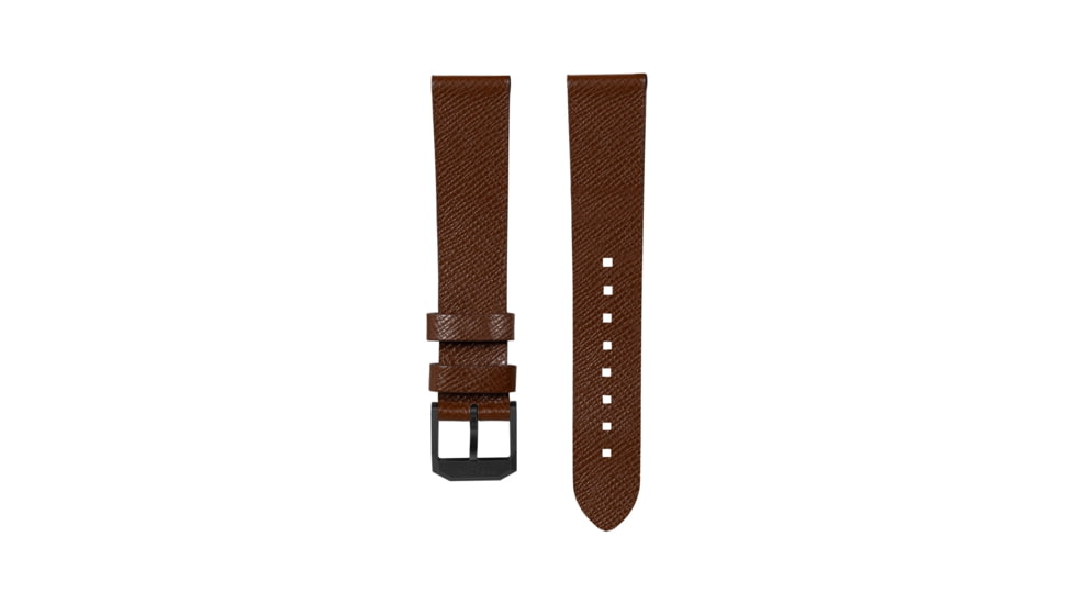 Marathon Cross Hatch 2-Piece Strap, Italian Leather, IP Black Buckle, 20mm, Cognac, Extra Long, WS-LT-CGBK-20-XL