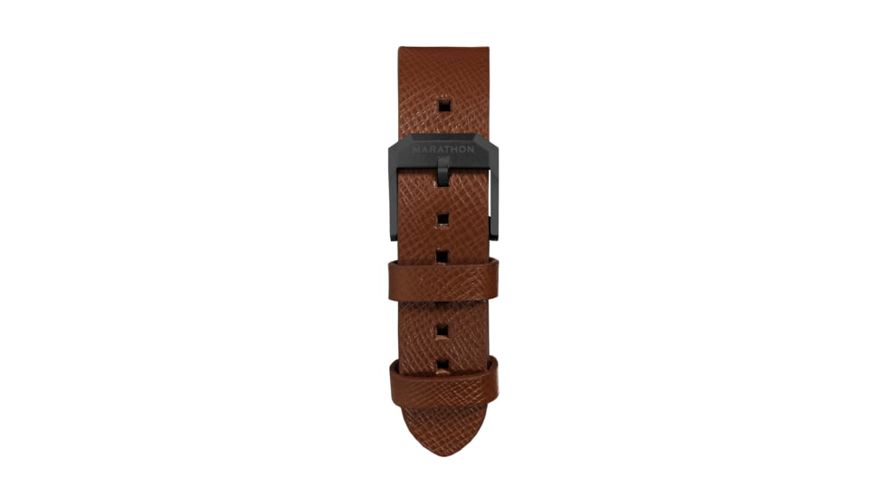 Marathon Cross Hatch 2-Piece Strap, Italian Leather, IP Black Buckle, 20mm, Cognac, Standard, WS-LT-CGBK-20-ST
