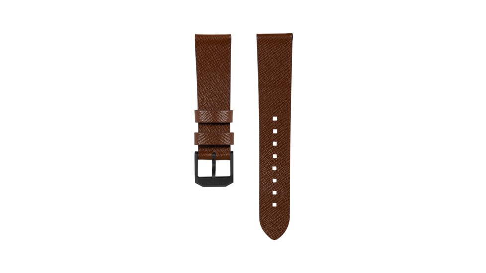 Marathon Cross Hatch 2-Piece Strap, Italian Leather, IP Black Buckle, 20mm, Cognac, Standard, WS-LT-CGBK-20-ST