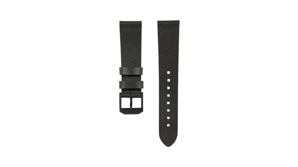 Marathon Cross Hatch 2-Piece Strap, Italian Leather, IP Black Buckle, 20mm, Moss Green, Standard, WS-LT-MGBK-20-ST