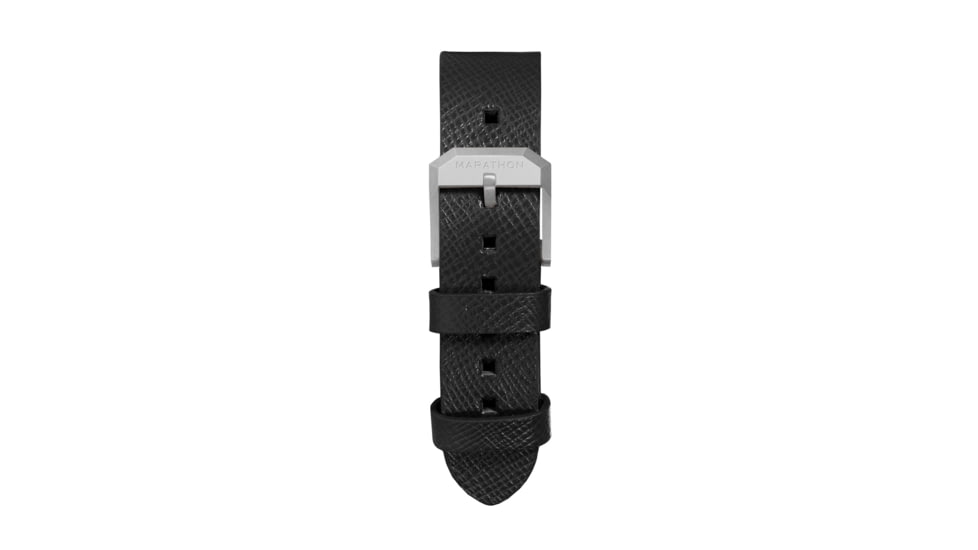 Marathon Cross Hatch 2-Piece Strap, Italian Leather, Parkerized Buckle, 20mm, Black, Standard, WS-LT-BKPS-20-ST