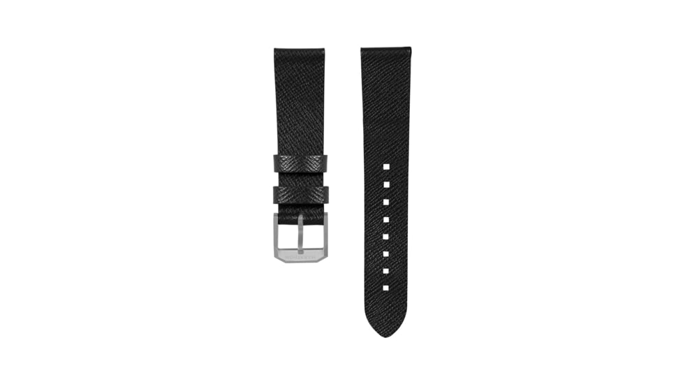Marathon Cross Hatch 2-Piece Strap, Italian Leather, Parkerized Buckle, 20mm, Black, Standard, WS-LT-BKPS-20-ST