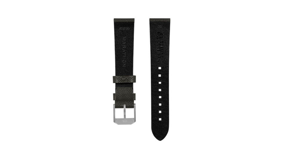 Marathon Cross Hatch 2-Piece Strap, Italian Leather, Parkerized Buckle, 20mm, Moss Green, Extra Long, WS-LT-MGPS-20-XL
