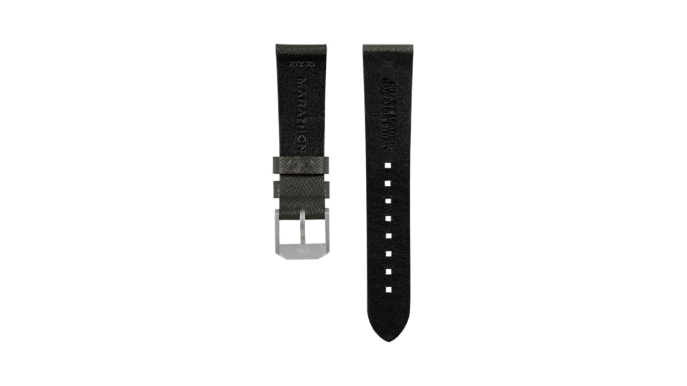 Marathon Cross Hatch 2-Piece Strap, Italian Leather, Parkerized Buckle, 20mm, Moss Green, Standard, WS-LT-MGPS-20-ST