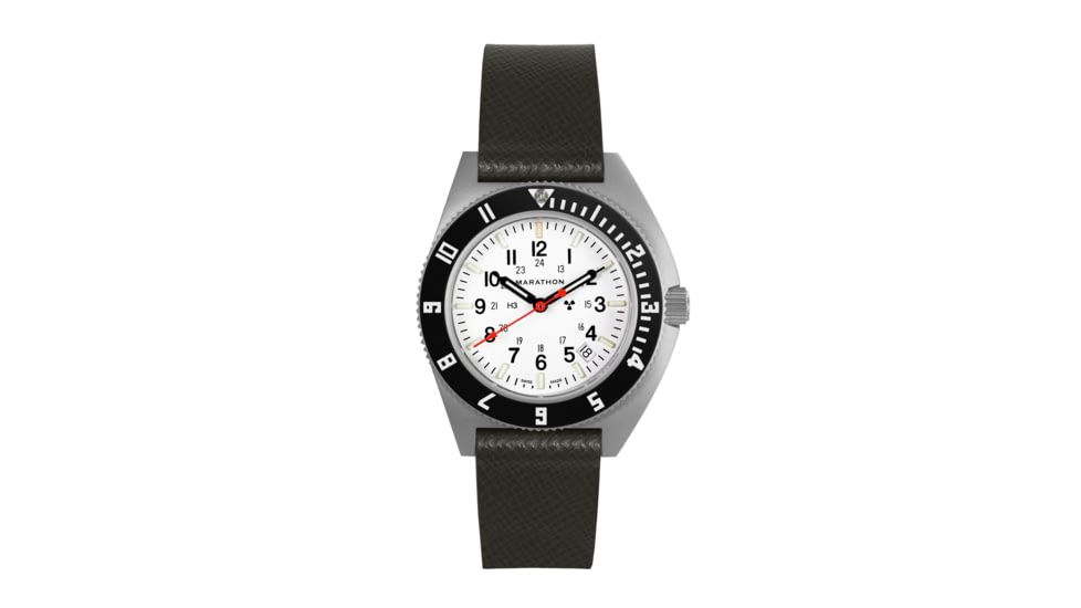 Marathon Cross Hatch 2-Piece Strap, Italian Leather, Parkerized Buckle, 20mm, Moss Green, Extra Long, WS-LT-MGPS-20-XL