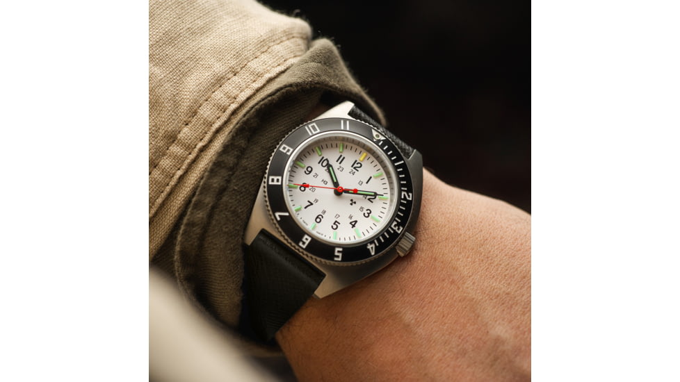 Marathon Cross Hatch 2-Piece Strap, Italian Leather, Parkerized Buckle, 20mm, Moss Green, Extra Long, WS-LT-MGPS-20-XL
