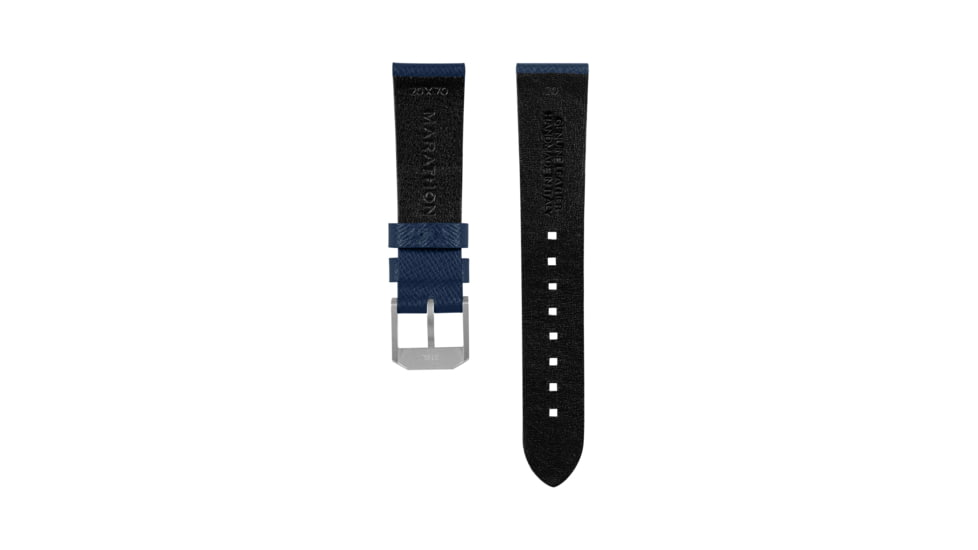Marathon Cross Hatch 2-Piece Strap, Italian Leather, Parkerized Buckle, 20mm, Royal Blue, Standard, WS-LT-RBPS-20-ST