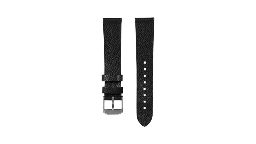 Marathon Cross Hatch 2-Piece Strap, Italian Leather, Steel Buckle, 20mm, Black, Extra Long, WS-LT-BKSS-20-XL