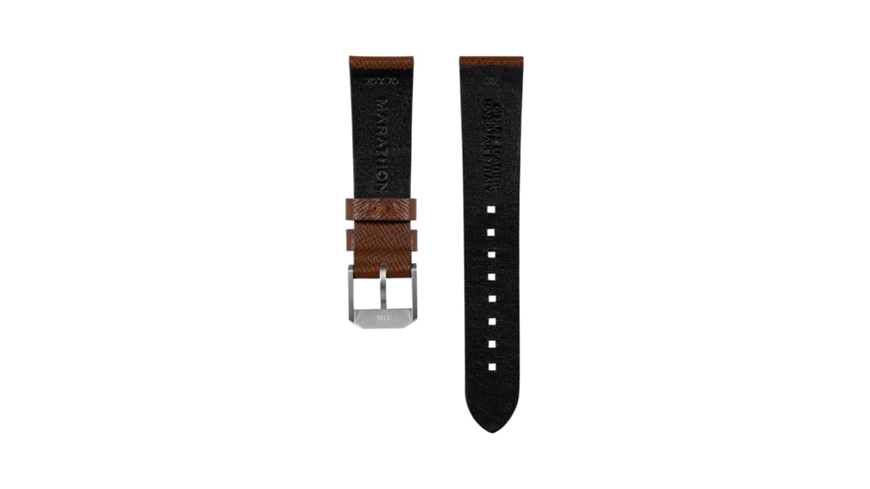 Marathon Cross Hatch 2-Piece Strap, Italian Leather, Steel Buckle, 20mm, Cognac, Standard, WS-LT-CGSS-20-ST