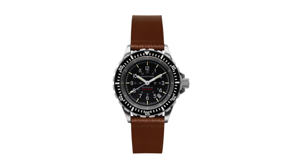 Marathon Cross Hatch 2-Piece Strap, Italian Leather, Steel Buckle, 20mm, Cognac, Standard, WS-LT-CGSS-20-ST