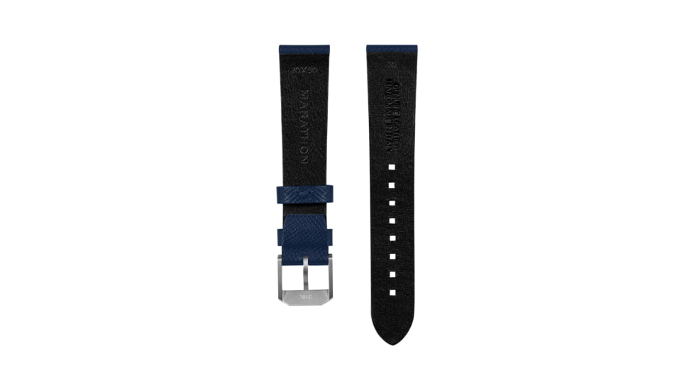 Marathon Cross Hatch 2-Piece Strap, Italian Leather, Steel Buckle, 20mm, Royal Blue, Extra Long, WS-LT-RBSS-20-XL