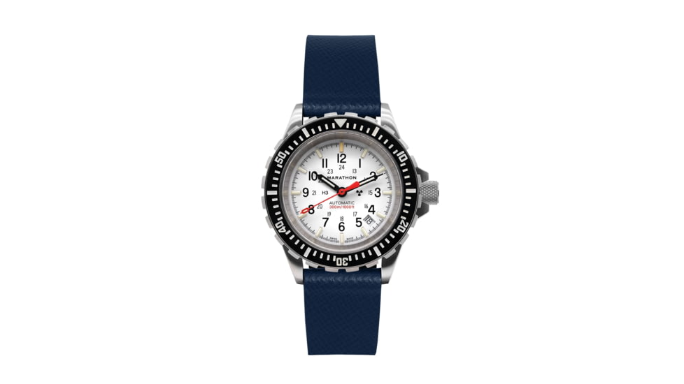 Marathon Cross Hatch 2-Piece Strap, Italian Leather, Steel Buckle, 20mm, Royal Blue, Standard, WS-LT-RBSS-20-ST