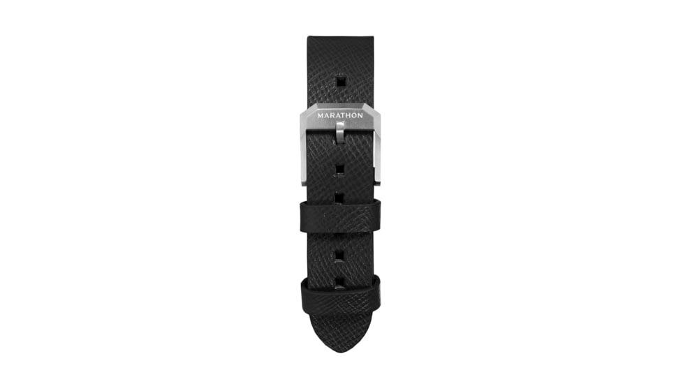 Marathon Cross Hatch 2-Piece Strap, Leather, Steel Buckle, 18mm, Black, Standard, WS-LT-BKSS-18-ST