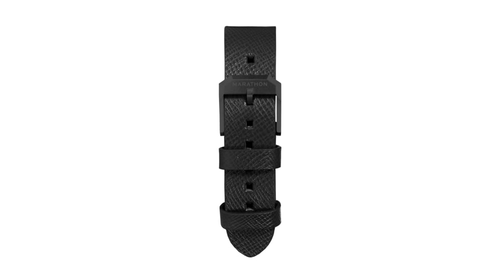 Marathon Cross Hatch 2-Piece Strap, Leather, Steel Buckle, 20mm, Black, Standard, WS-LT-BKBK-20-ST