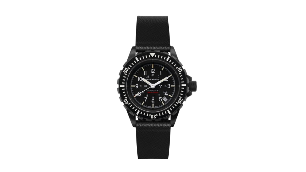 Marathon Cross Hatch 2-Piece Strap, Leather, Steel Buckle, 20mm, Black, Standard, WS-LT-BKBK-20-ST