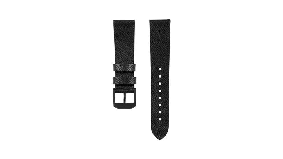 Marathon Cross Hatch 2-Piece Strap, Leather, Steel Buckle, 20mm, Black, Standard, WS-LT-BKBK-20-ST