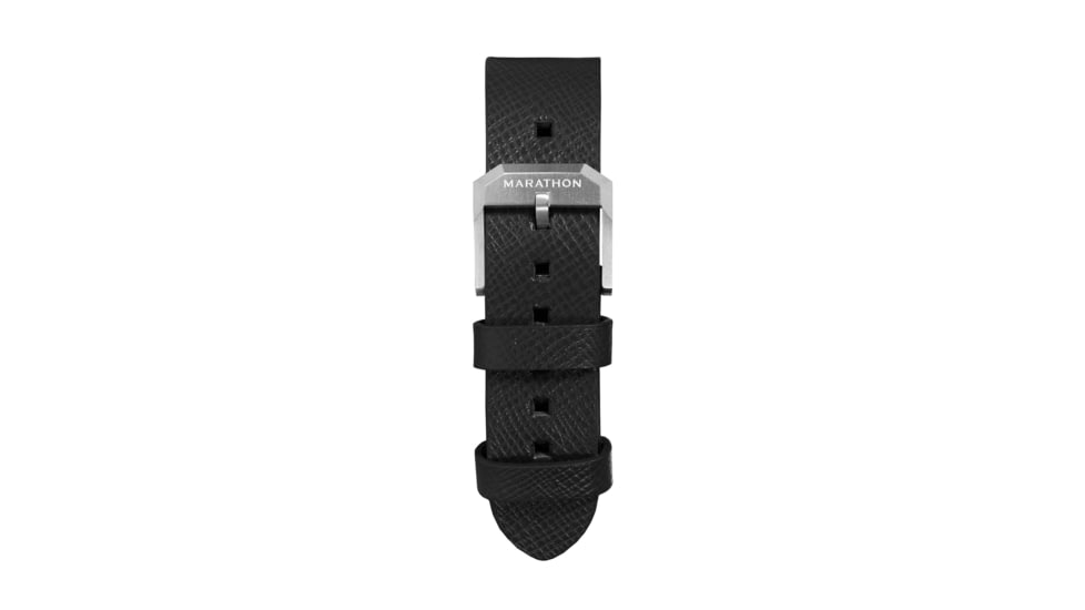 Marathon Cross Hatch 2-Piece Strap, Leather, Steel Buckle, 22mm, Black, Extra Long, WS-LT-BKSS-22-XL