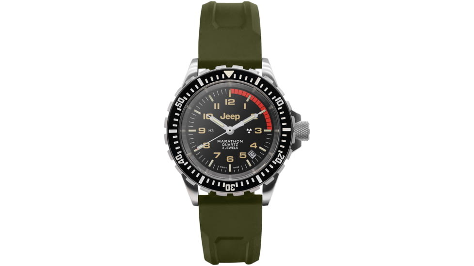Marathon JEEP TSAR on Rubber OD Green Watch, Black, 41mm, WW194007SS-4101