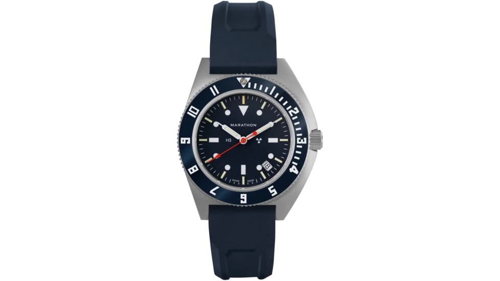 Marathon Navigator Unisex Pilot's Quartz w/ Date Blue Yonder SSNAV-D Watch, 41mm, Bi-Directional, Blue, FKM Rubber, WW194013SS-1301