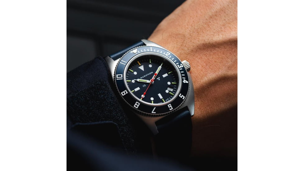 Marathon Navigator Unisex Pilot's Quartz w/ Date Blue Yonder SSNAV-D Watch, 41mm, Bi-Directional, Blue, FKM Rubber, WW194013SS-1301