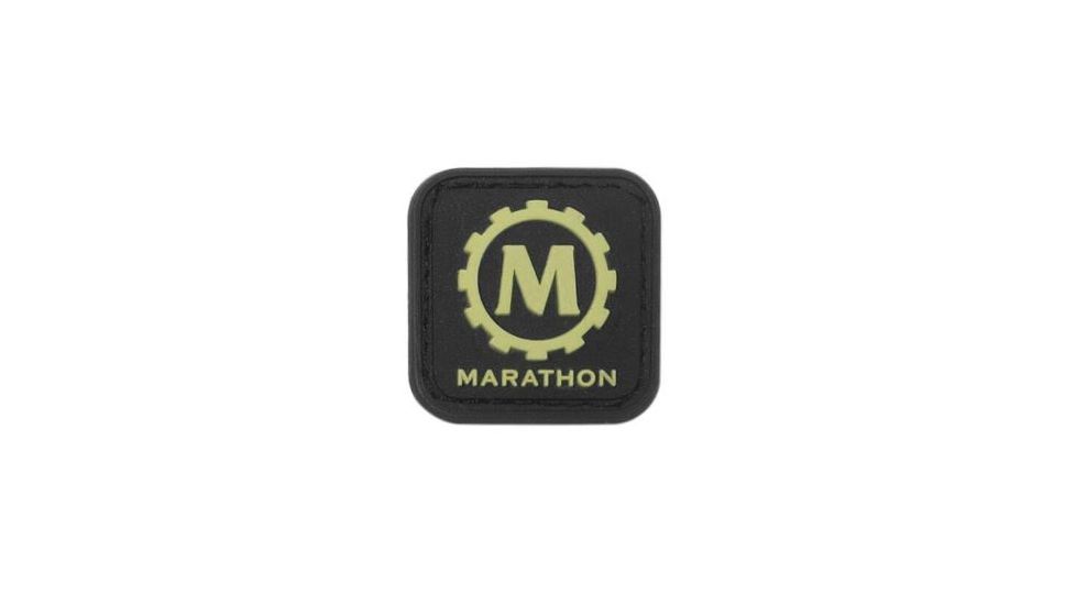 Marathon 1x1in Morale Patch w/Glow in the Dark Rubber Logo, Black, AD030008BK
