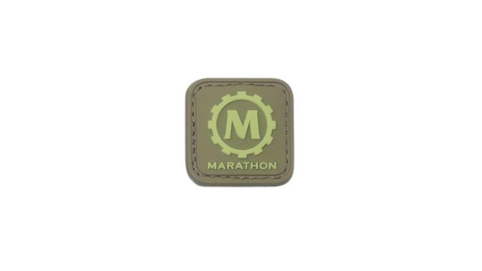 Marathon 1x1in Morale Patch w/Glow in the Dark Rubber Logo,Desert Tan, AD030008DT