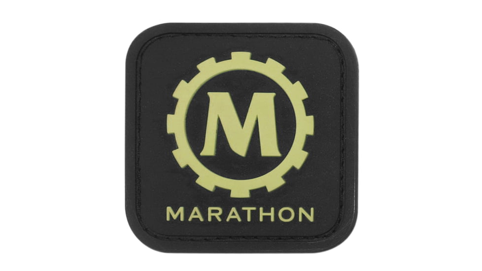 Marathon 2x2in Morale Patch w/Glow in the Dark Rubber Logo, Black, AD030009BK