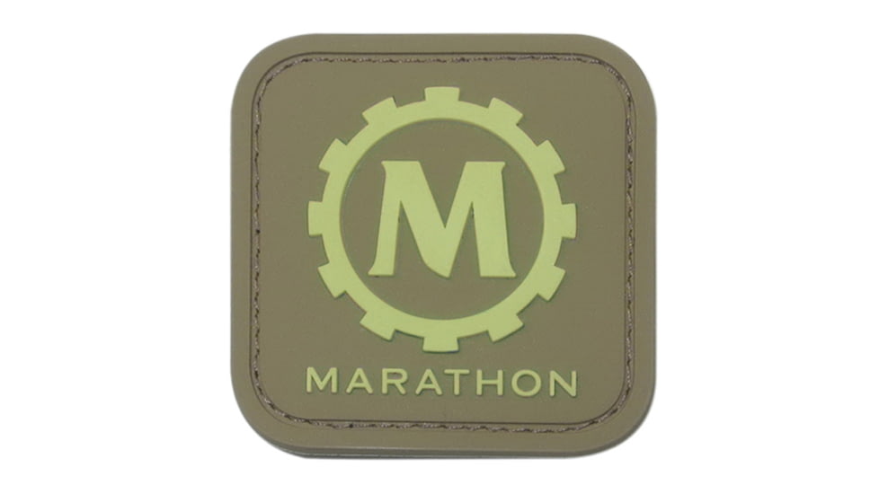 Marathon 2x2in Morale Patch w/Glow in the Dark Rubber Logo,Desert Tan, AD030009DT