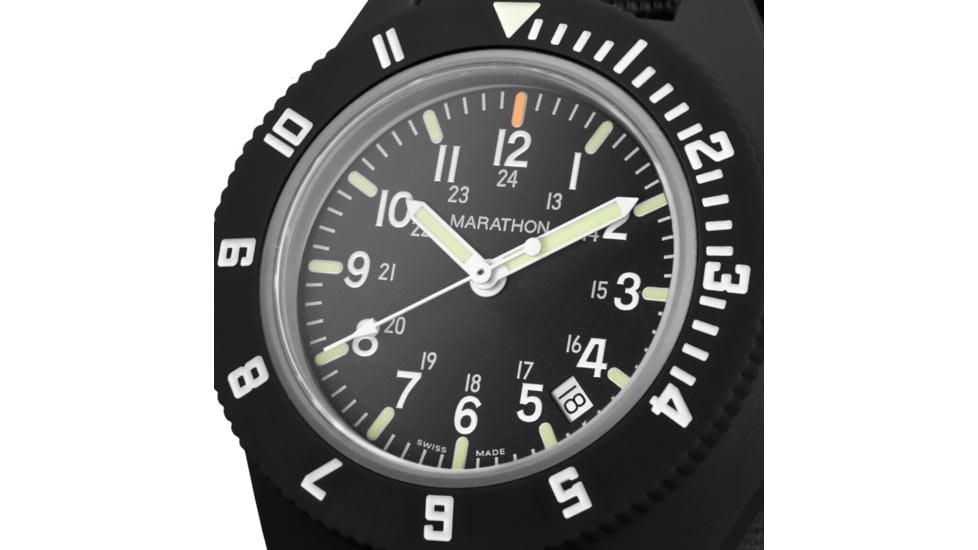 Marathon 41 mm Maraglo Navigator Watch w/Date, Nylon Defstan, Black, WW194013BK-2102