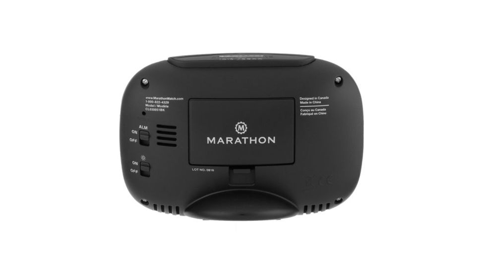 Marathon Atomic Alarm Clock w/Temperature and Date, Black CL030051BK