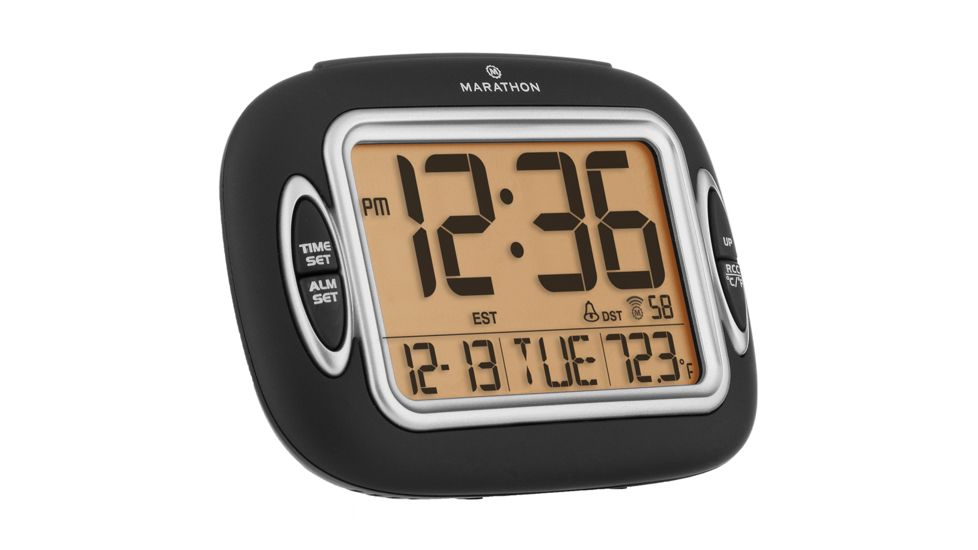 Marathon Atomic Alarm Clock w/Temperature and Date, Black CL030051BK