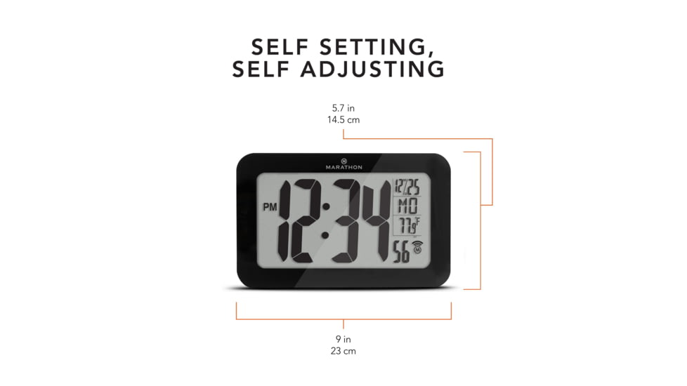 Marathon Atomic Wall Clock w/8 Time Zones and Stand, Black, CL030033-BK-00-NA