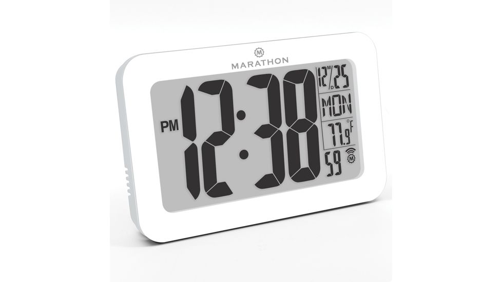 Marathon Atomic Wall Clock w/8 Time Zones and Stand, White, CL030033-WH-00-NA