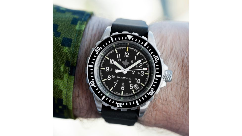 Marathon Canadian Grey Maple Leaf Divers Automatic Wristwatch, Stainless Steel, NSN 6645-21-558-0133, WW194006SS-0301