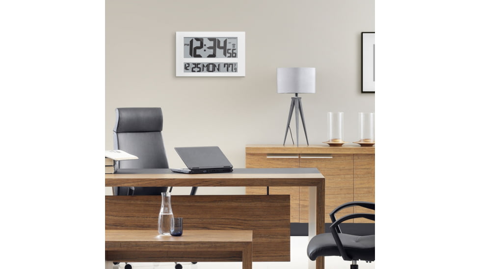 Marathon Commercial Grade Jumbo Atomic Wall Clock w/6 Time Zones, White, CL030025-WH-00-NA