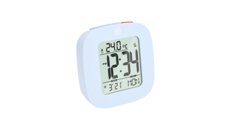 Marathon Compact Alarm Clock w/Temperature and Date, Blue, CL030058-BL-00-NA
