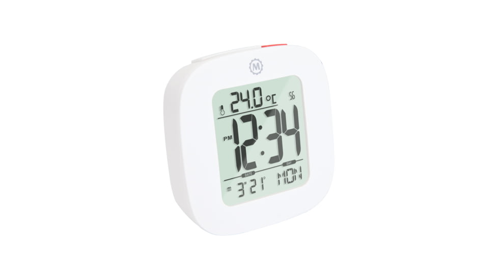 Marathon Compact Alarm Clock w/Temperature and Date, White, CL030058-WH-00-NA