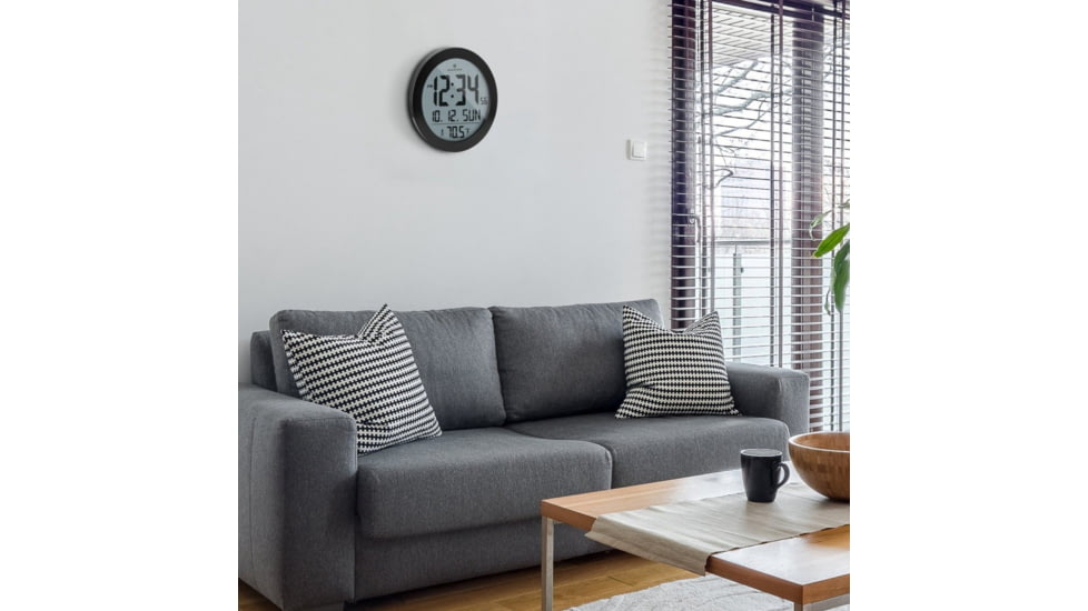 Marathon Digital Round Wall Clock, Black, 9in x 1in x 9in, CL030069-BS-00-NA