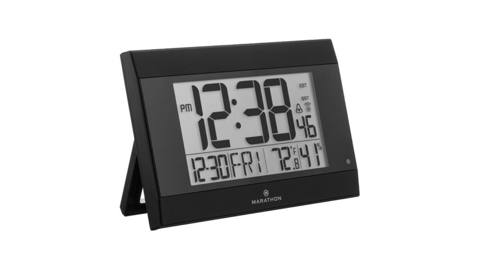 Marathon Digital Wall Clock w/Auto-Night Light, Black CL030052BK