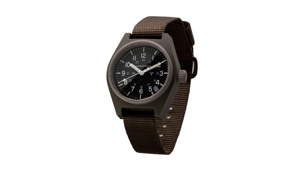 Marathon General Purpose Quartz Wristwatch w/ Date and Trtitium, Sage Green, WW194015SG-0103