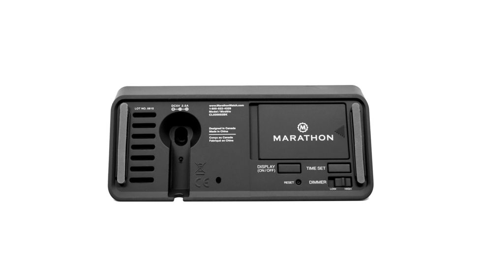 Marathon LED Alarm Clock w/Two USB Ports, Black CL030055BK
